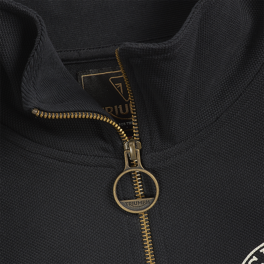 Official Triumph x Ace Cafe Quarter Zip Logo Sweatshirt in Black